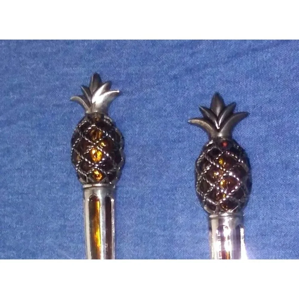 Serving Spoon Set PINEAPPLE design Silver Plated 2 Pc INTERNATIONAL SILVER CO